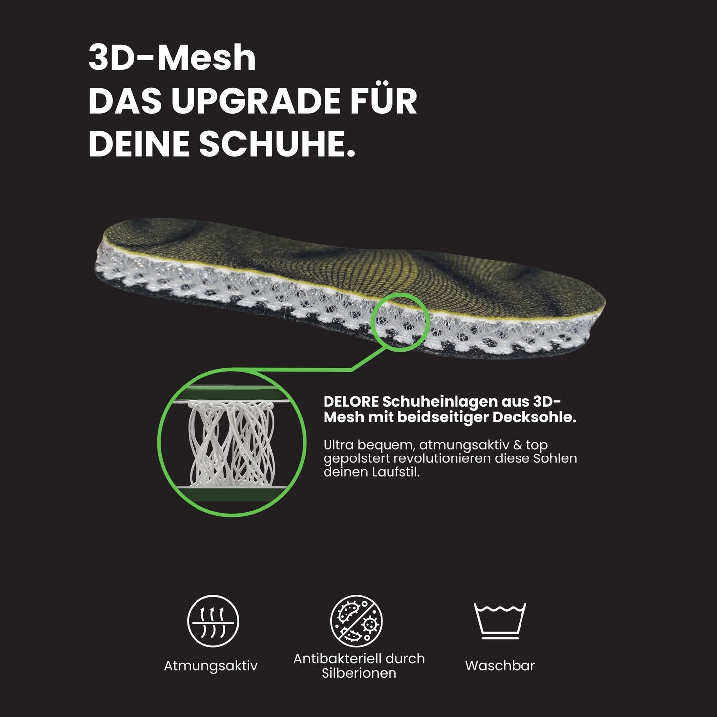 DELORE Schuheinlagen aus 3D-Mesh